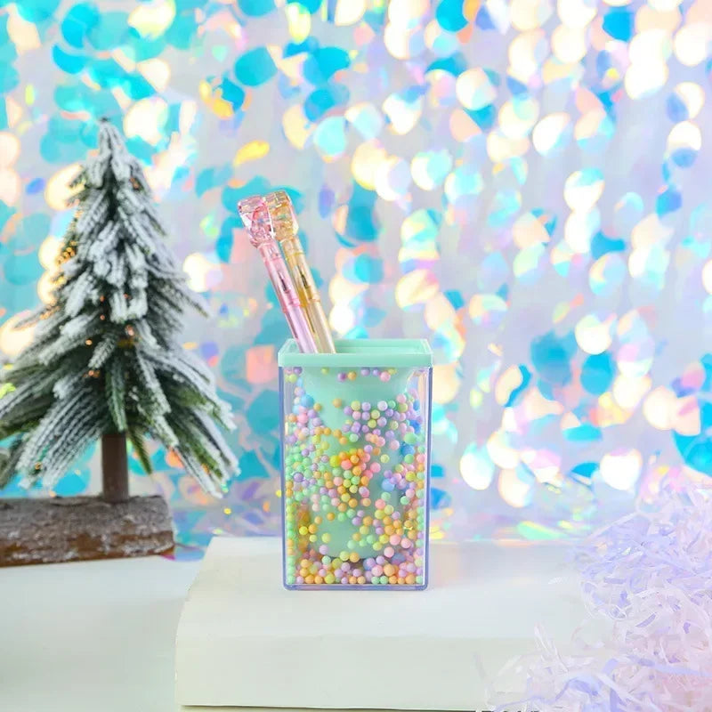 Colorful Acrylic Piggy Drawer Pen Holder Cartoon Multi Grid Cute Creative Girl Student Multifunctional Storage Office Stationery