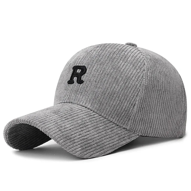 New minimalist three-dimensional letter R solid color striped baseball cap with adjustable fashion hat