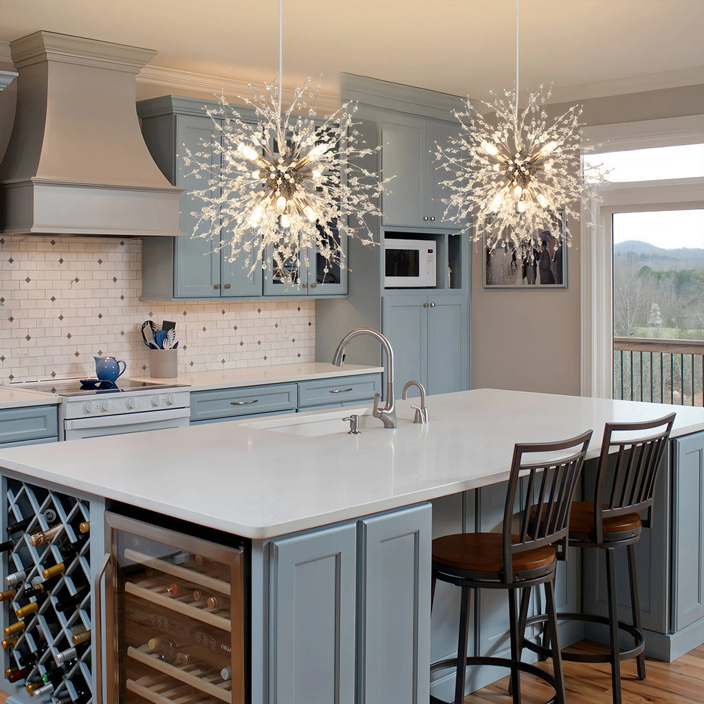 Modern LED Pendant Lights Creativity Dandelion Chandelier Home Art Crystal Lamps Living Room Dining Room Bedroom Home Decoration