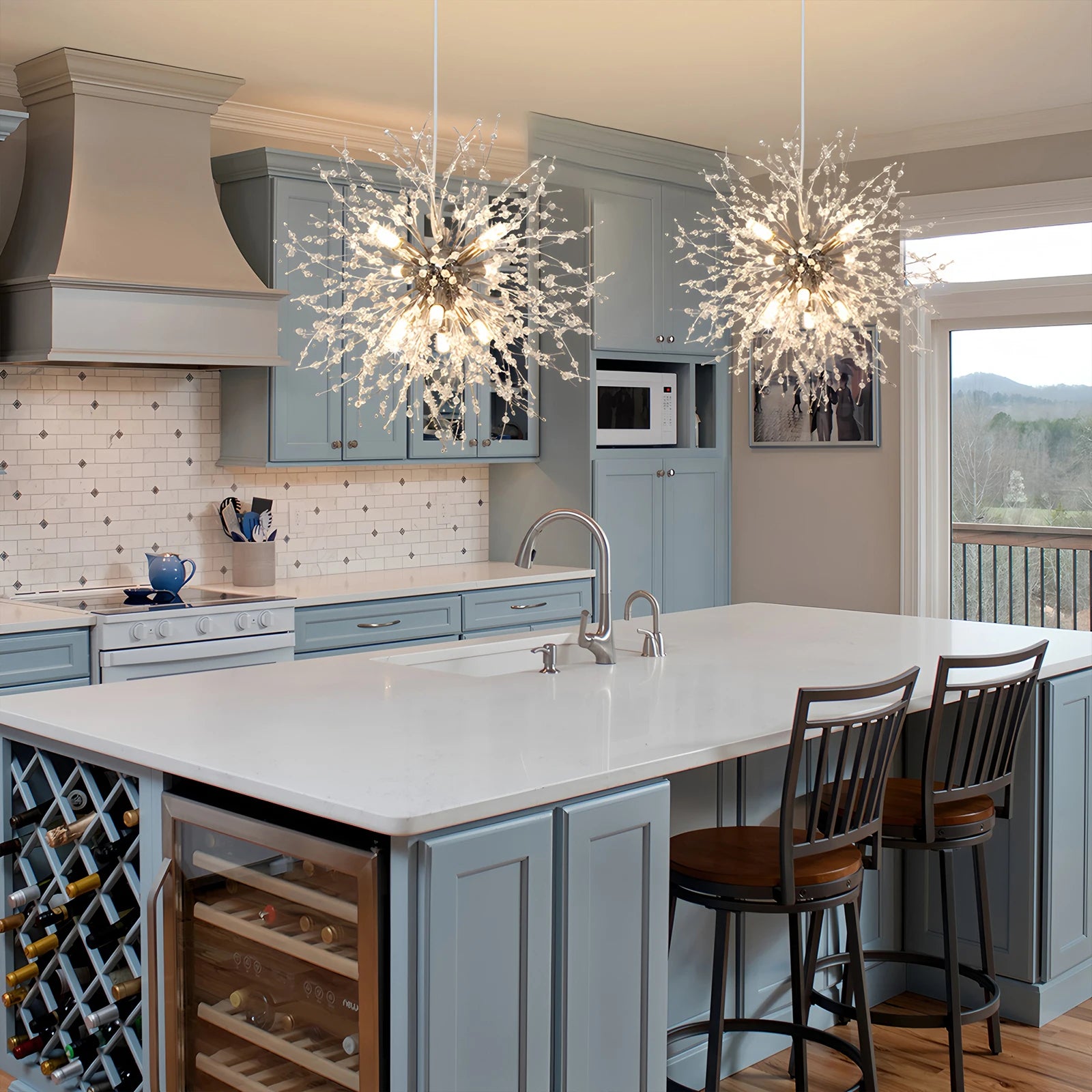 Modern LED Pendant Lights Creativity Dandelion Chandelier Home Art Crystal Lamps Living Room Dining Room Bedroom Home Decoration