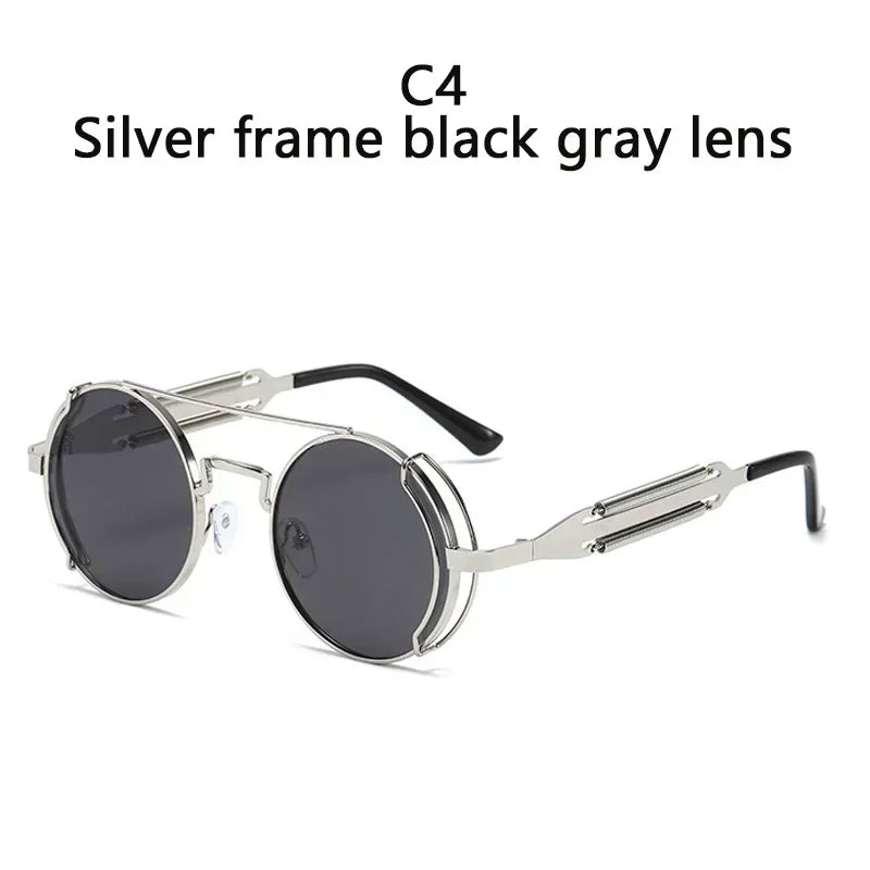 2022 New Metal Steampunk Sunglasses Men Women Fashion Round Glasses Bran age Sun Glasses High Quality Oculos de sol