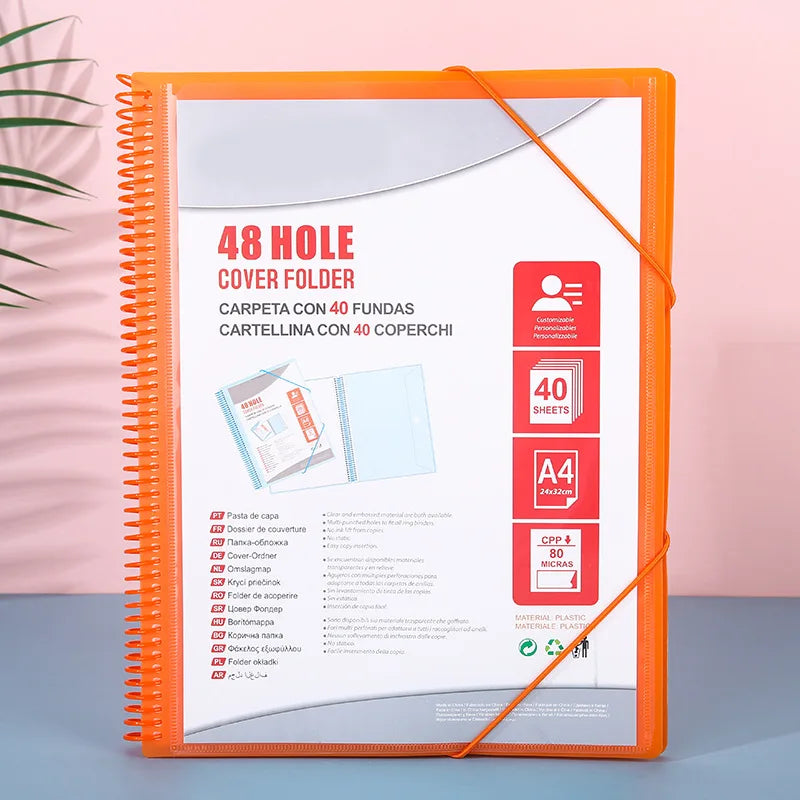 A4 Page 20/30/40 48 Hole Coil Rope Binding Information Book Student Exam Paper Office Stationery Supplies File Folders Organizer