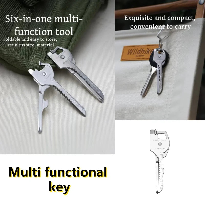 6-in-1 EDC Multi-Tool Keychain | Folding Screwdriver & Bottle Opener | Compact Survival Pliers for Camping & Outdoor