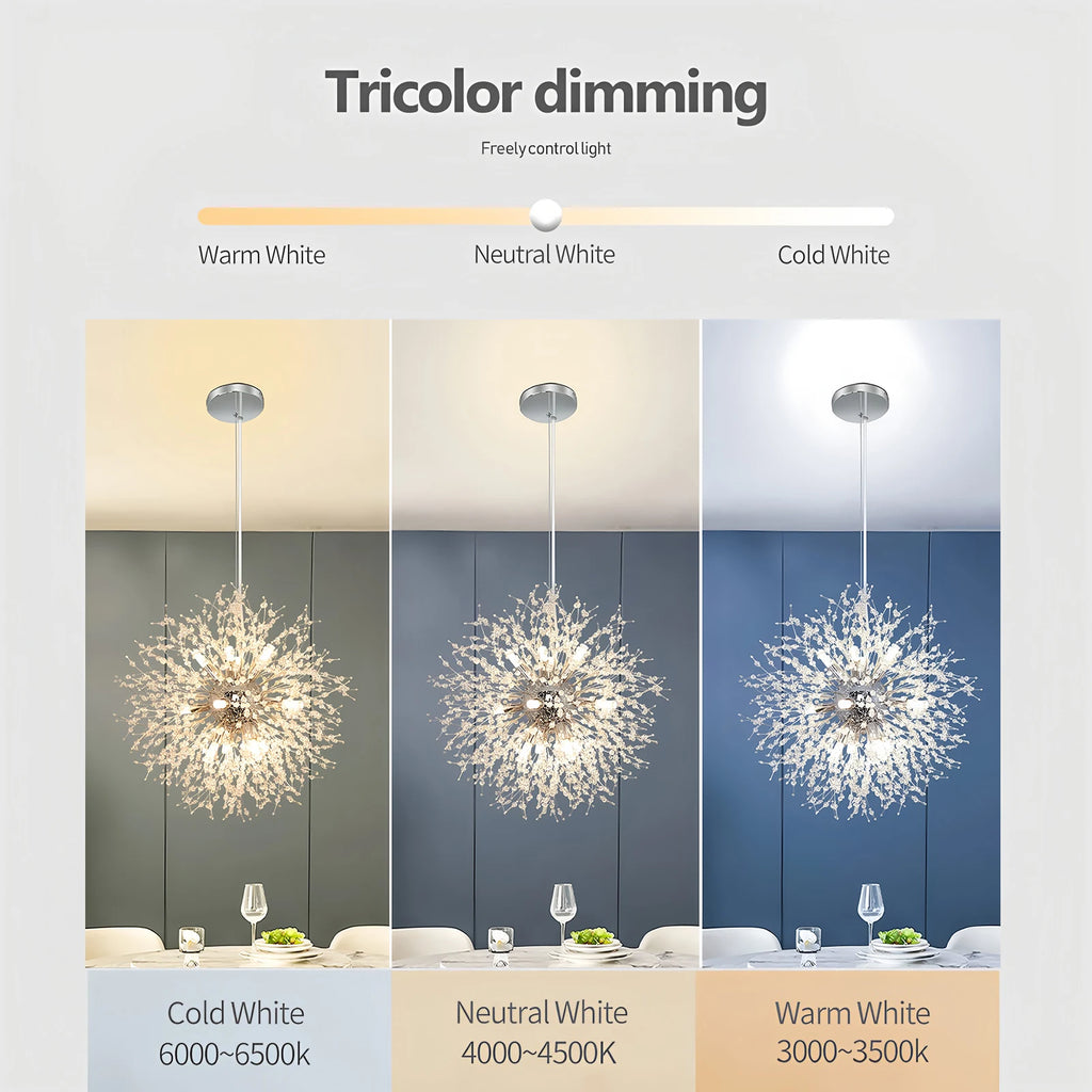 Modern LED Pendant Lights Creativity Dandelion Chandelier Home Art Crystal Lamps Living Room Dining Room Bedroom Home Decoration