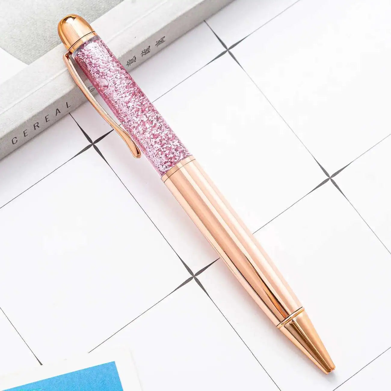 1 Piece Metal Quicksand Ballpoint Pen Rose Gold School Supply Stationery Office Crystal Spinning Luxury Brand