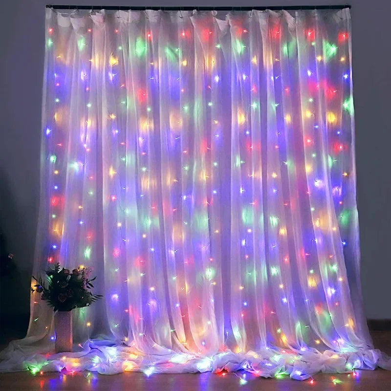 3/4/6m Curtain LED String Lights Garland USB Festoon Remote Control Fairy Garland Lights Christmas Decoration for Bedroom Home