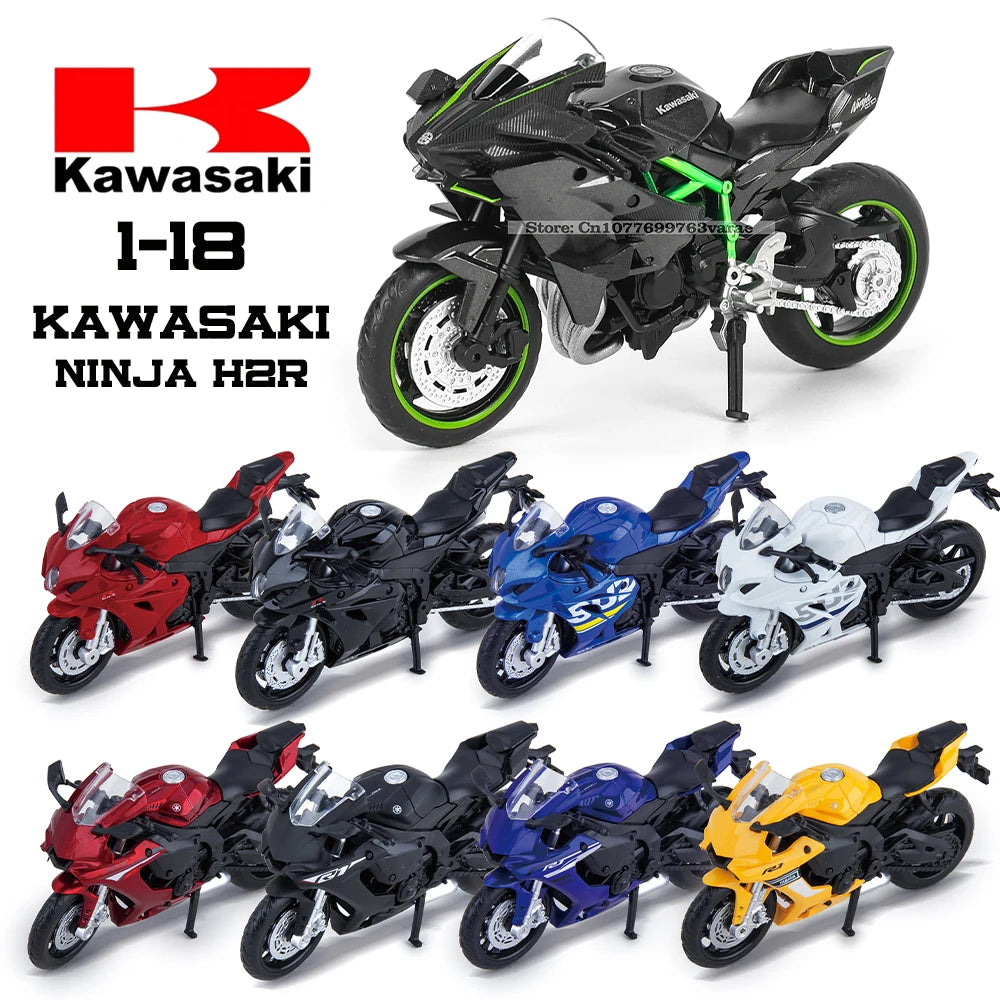 MSZ 1:18 Kawasaki Ninja H2R Suzuki YAMAHA alloy die-cast car motorcycle model, toy gift giving, die-cast static motorcycle model