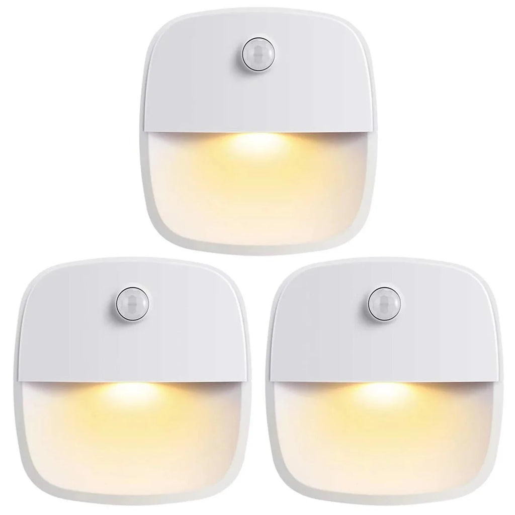 3pcs Motion Sensor Light Indoor LED Night Light Stick on Nightlight Lights for Cabinet Hallway Stair Bathroom Closet Bedroom