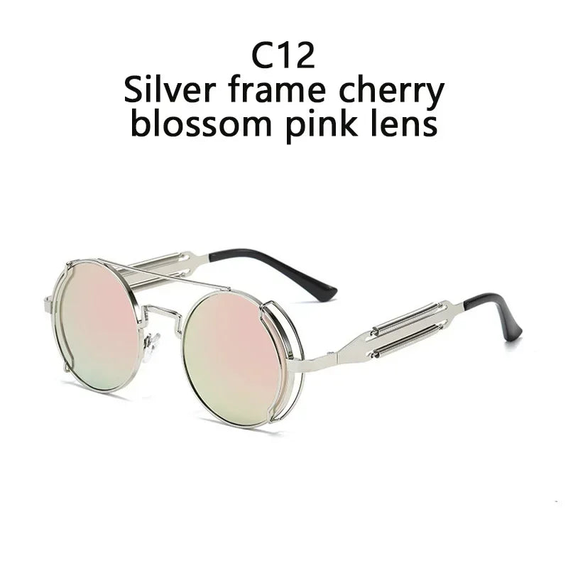 2022 New Metal Steampunk Sunglasses Men Women Fashion Round Glasses Bran age Sun Glasses High Quality Oculos de sol