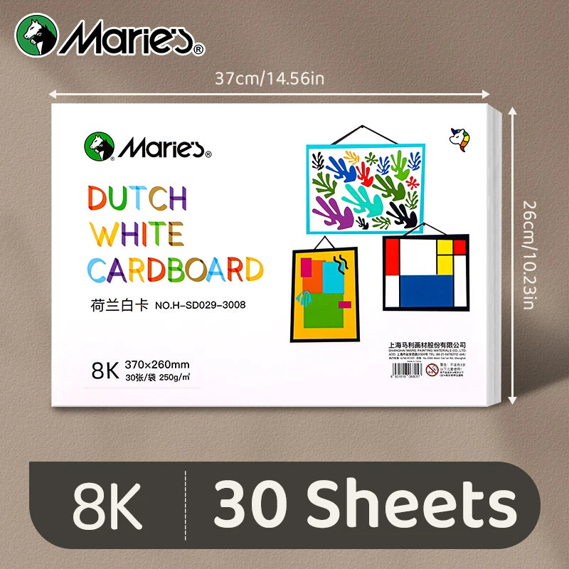 30 Sheets Marie's White Cardstock, 3 Sizes Papers, 16K/A4/8K Paintng Card Stock, Smooth Card Paper,250gsm/90 lb Heavy Card Stock