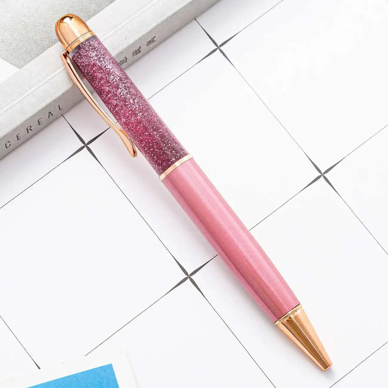 1 Piece Metal Quicksand Ballpoint Pen Rose Gold School Supply Stationery Office Crystal Spinning Luxury Brand